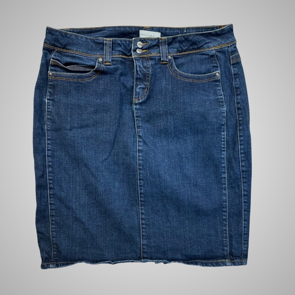 Venezia Denim Pencil Skirt Womens 14 Blue Excellent Embroidered Back Pockets‎